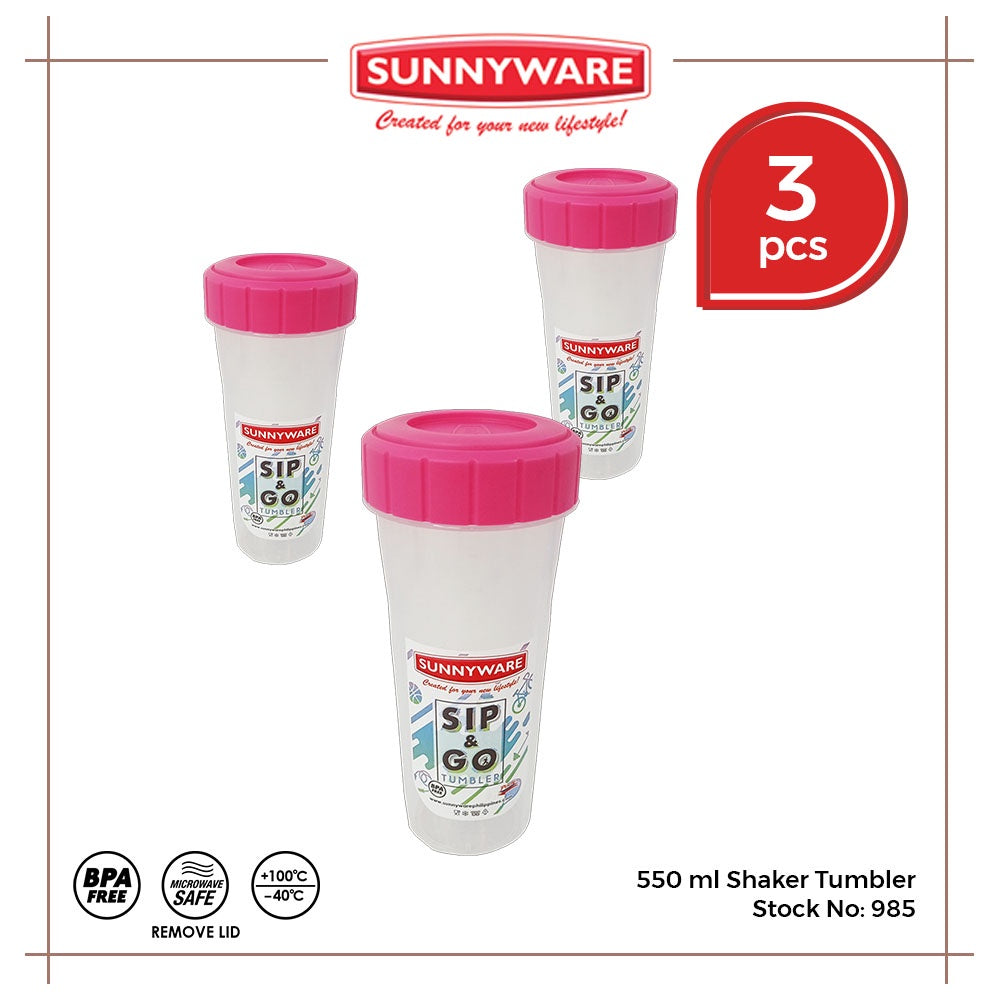 3pcs 550 ml Tumbler Shaker [Sunnyware 985] | Plasticware | Kitchenware | Tumbler | BPA Free