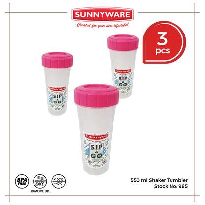 3pcs 550 ml Tumbler Shaker [Sunnyware 985] | Plasticware | Kitchenware | Tumbler | BPA Free