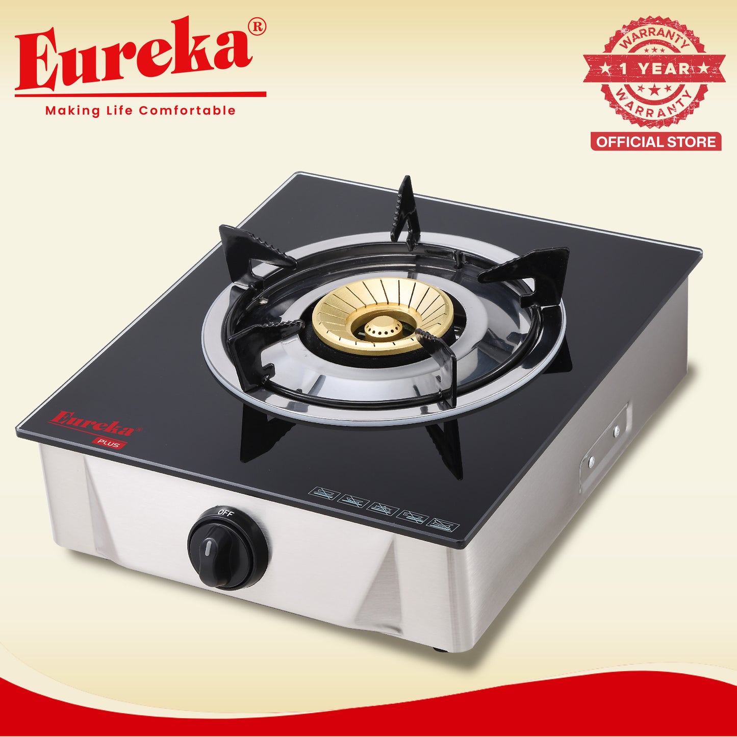 Eureka Glass Single Burner EGS GSP - Black