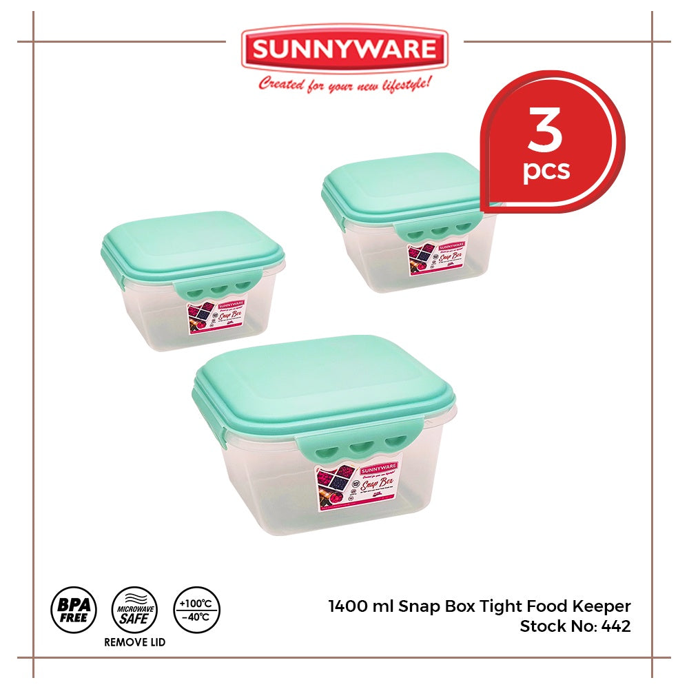 3pcs 1400 ml Snap Box Tight Food Keeper [Sunnyware 442] | Plasticware | Kitchenware | BPA Free