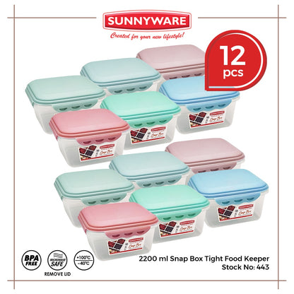 12pcs 2200 ml Snap Box Tight Food Keeper [Sunnyware 443] |Plasticware |Kitchenware |Storage|BPA Free