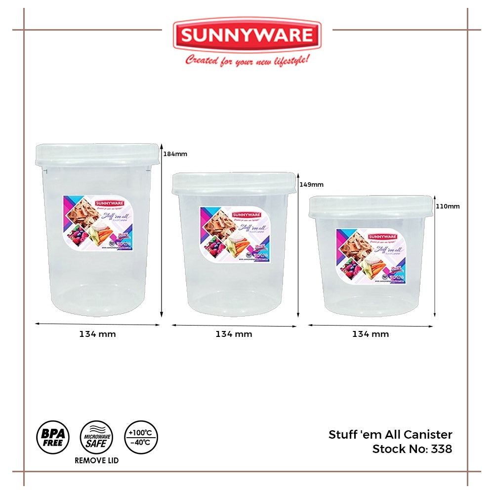 6 pcs Sunnyware 338-M | 1250 ml Medium Stuff'em All Round Canister Set