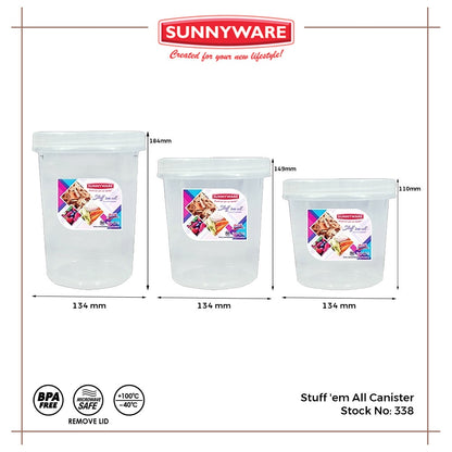 6 pcs Sunnyware 338-M | 1250 ml Medium Stuff'em All Round Canister Set