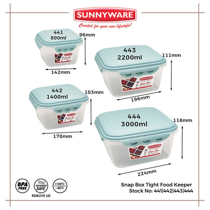 Sunnyware 443 2.2L Snap Box AIr Tight Leak Proof food keeper