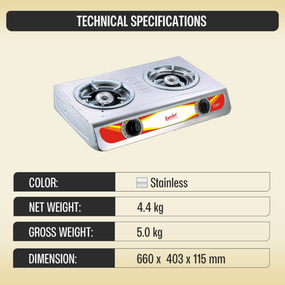 Eureka Double Burner Gas Stove Automatic Ignition EGS D650