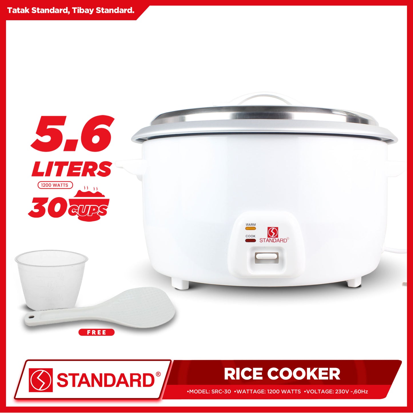 Standard Rice Cooker 5.6L (30 Cups)