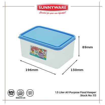 12pcs 1.5 liter All Purpose Food Keeper [Sunnyware 113] | Plasticware | Food Storage | BPA Free