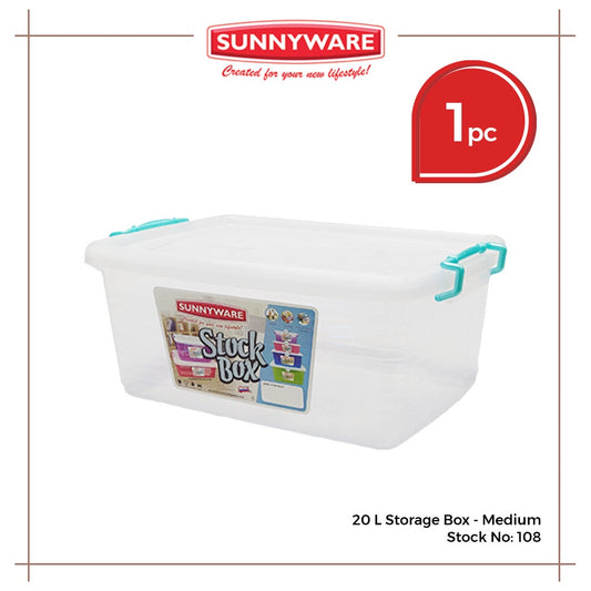 Sunnyware 108 Stock Box / Storage Box - Medium 20 liters | Plastic Storage Container Organizer