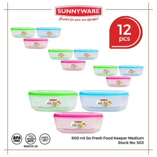 12pcs 900ml Go Fresh Food Keeper - Medium [Sunnyware 503] | Plasticware | Kitchenware | BPA Free