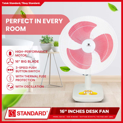 Standard Desk Fan 16" Big Plastic Blade