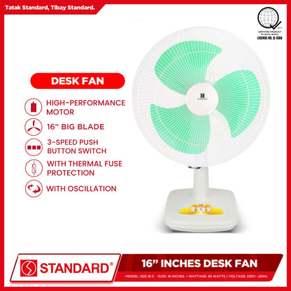 Standard Desk Fan 16" Big Plastic Blade