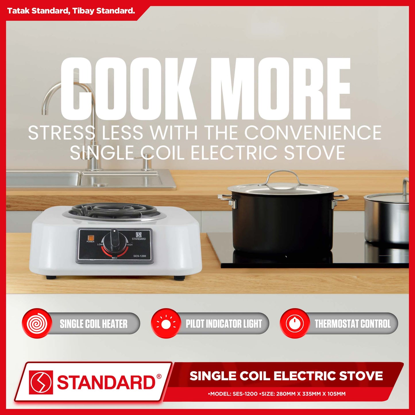 STANDARD Single Coil Electric Stove 1200W