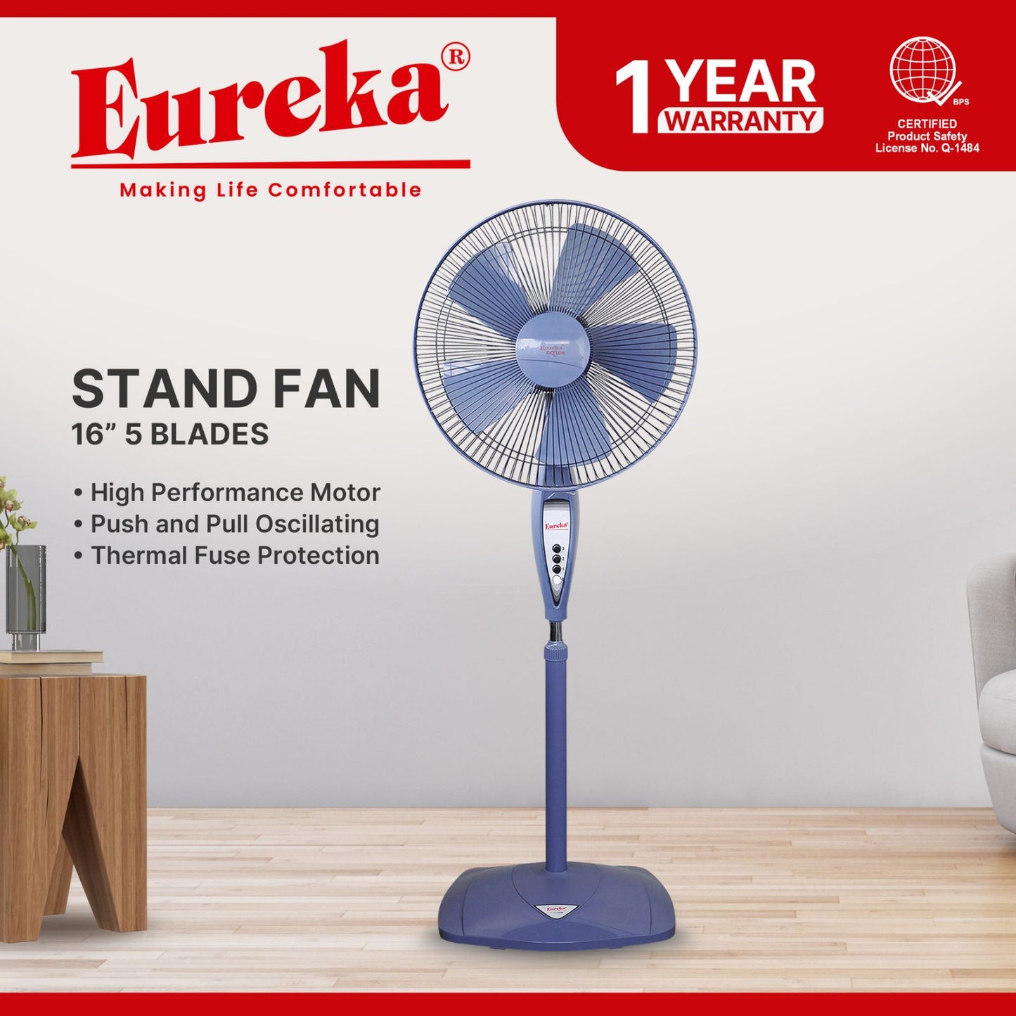 Eureka Stand Fan High Performance Motor ESF 16 Extreme