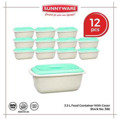 12pcs 3.5 L Food Container With Cover [Sunnyware 386] | Plasticware | Kitchenware | Food Storage