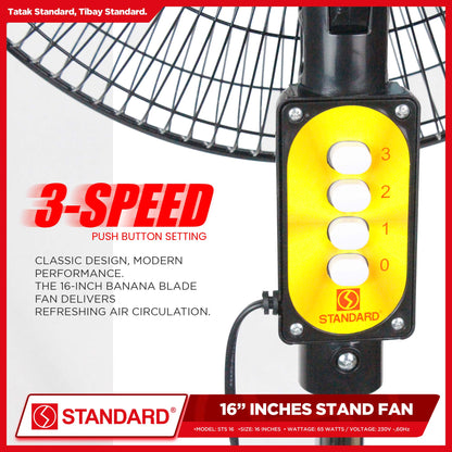 Standard Stand Fan 16" Banana Plastic Blade