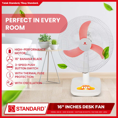 Standard Desk Fan 16" Banana Plastic Blade