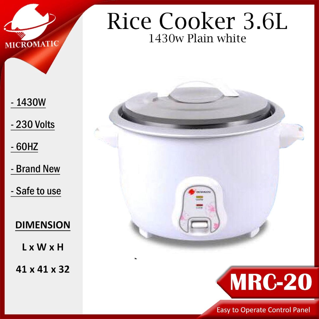 Micromatic MRC-20 3.6Liters Capacity 20Cups Heavy Duty Rice Cooker