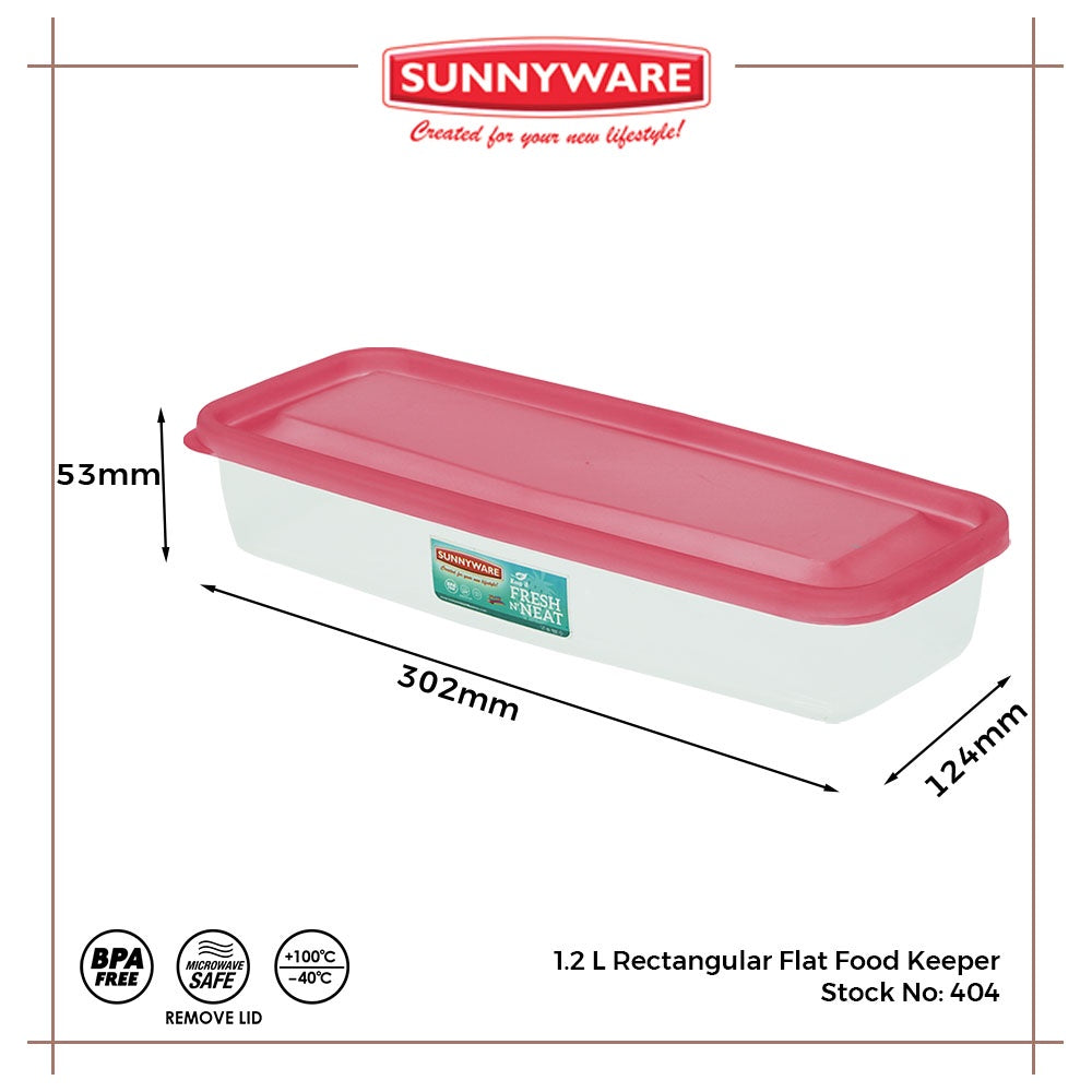 12pcs 1.2 L Rectangular Flat Food Keeper [Sunnyware 404] | Plasticware | Food Storage | BPA Free