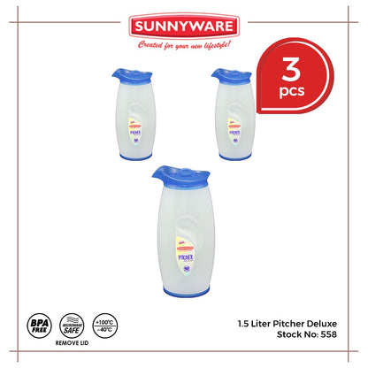 3pcs 1.5 liter Pitcher – Deluxe [Sunnyware 558] | Plasticware | Drinkware | Jug and Pitcher