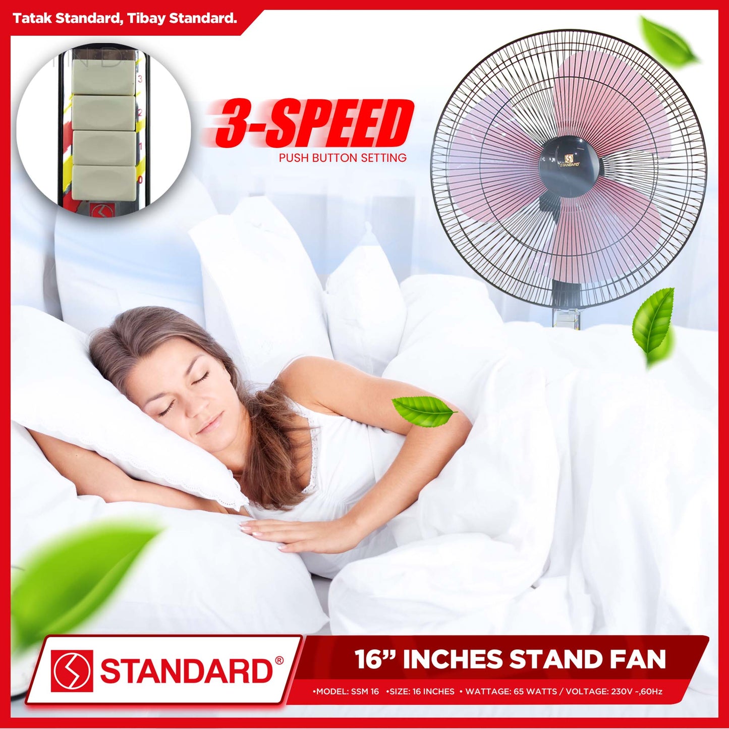 Standard Stand Fan 16" Banana Plastic Blade/ Big Plastic Blade (Random Color)