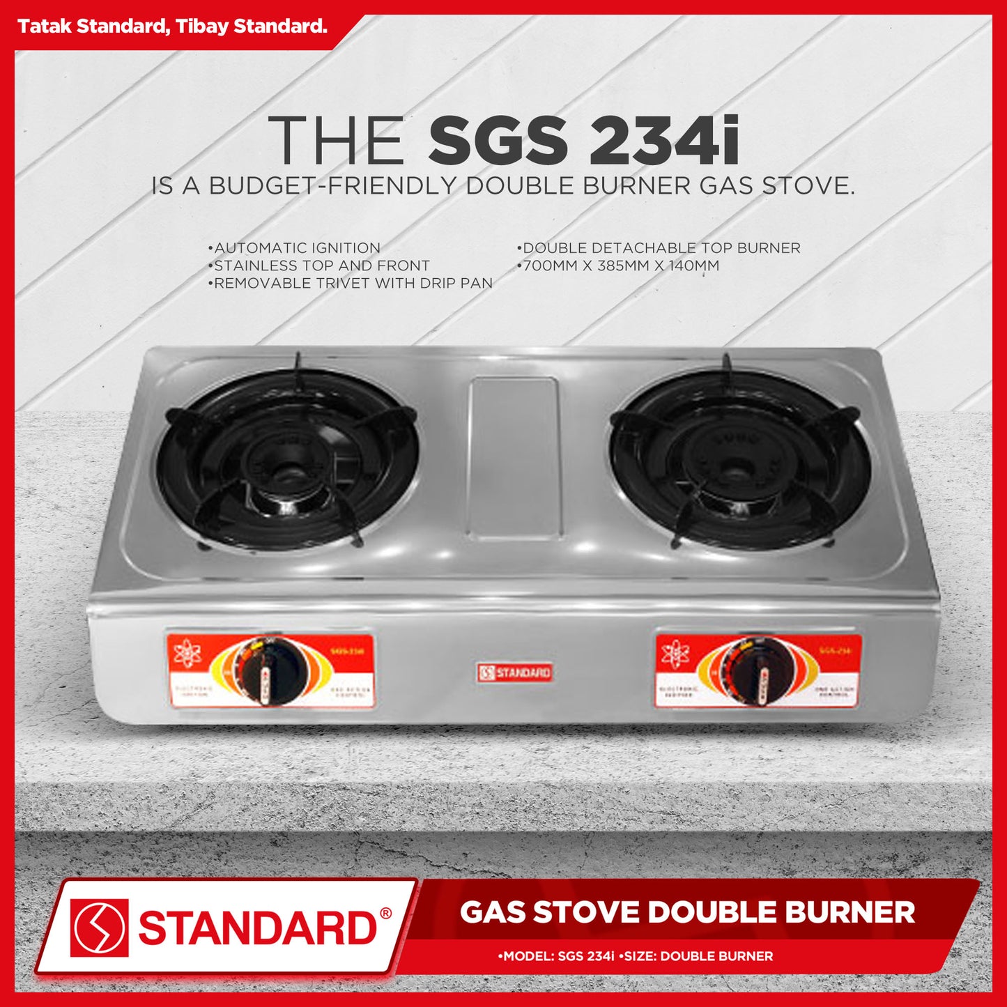 Standard Gas Stove Double Burner