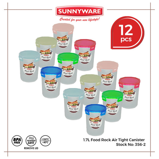 12pcs 1.7L Food Rock Air Tight Canister [Sunnyware 356-2] | Plasticware | Kitchenware | Food Storage