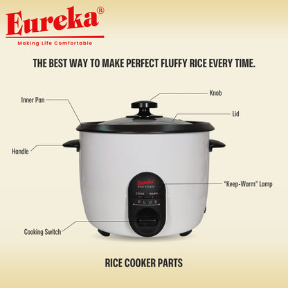 Eureka Rice Cooker Drum Type 9-Cups Suitable For 1–6 People 1.0L P | 1.5L P | 1.8L P