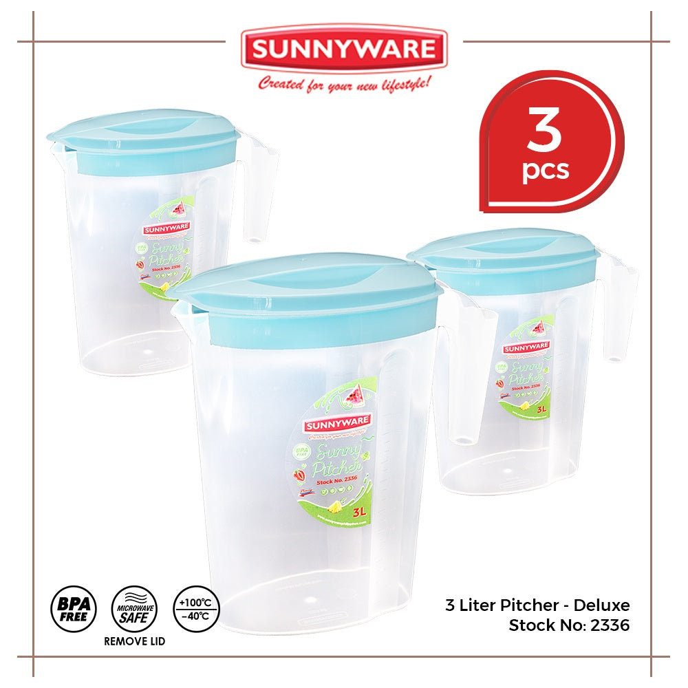 3pcs 3L Pitcher – Deluxe [Sunnyware 2336] | BPA Free | Plasticware