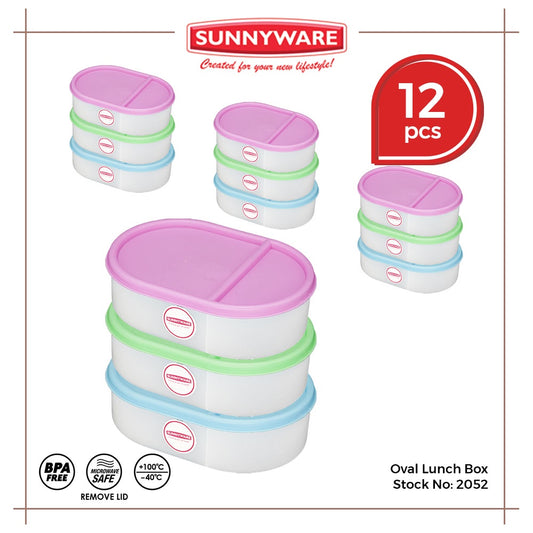 12pcs Oval Lunch Box [Sunnyware 2052] |Plasticware |Food Storage |Kitchenware |BPA Free |Food Keeper