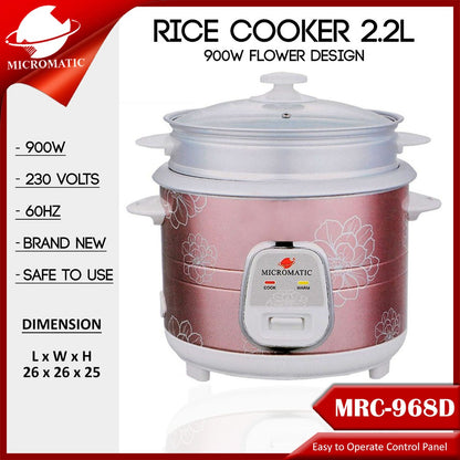 Micromatic MRC-968D Rice Cooker 2.2L Good for10-12 Persons_White