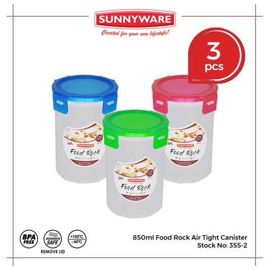 3pcs 850ml Food Rock Air Tight Canister [Sunnyware 355-2] | Plasticware |Kitchenware | Food Storage