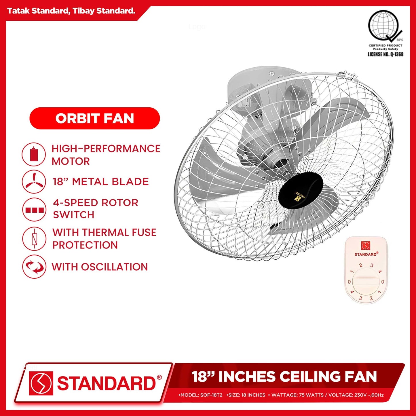 Standard Orbit Fan 18" Metal Blade SOF-18T2