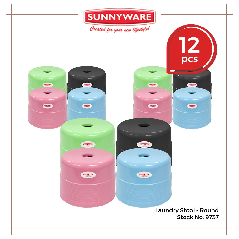 12pcs Laundry Stool - Round [Sunnyware 9737] | Plasticware | Laundryware | Stool | Round Chair