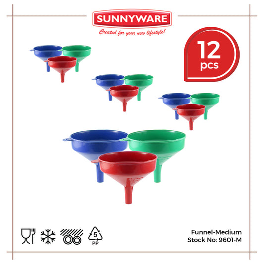 12pcs Funnel Medium [Sunnyware 9601-M] | Plasticware | Kitchenware | Kitchen Utensil | Embudo