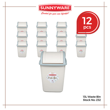 12pcs 13L Waste/Trash Bin [Sunnyware 232] | Plasticware | Householdware | Waste Bin | Garbage Bin