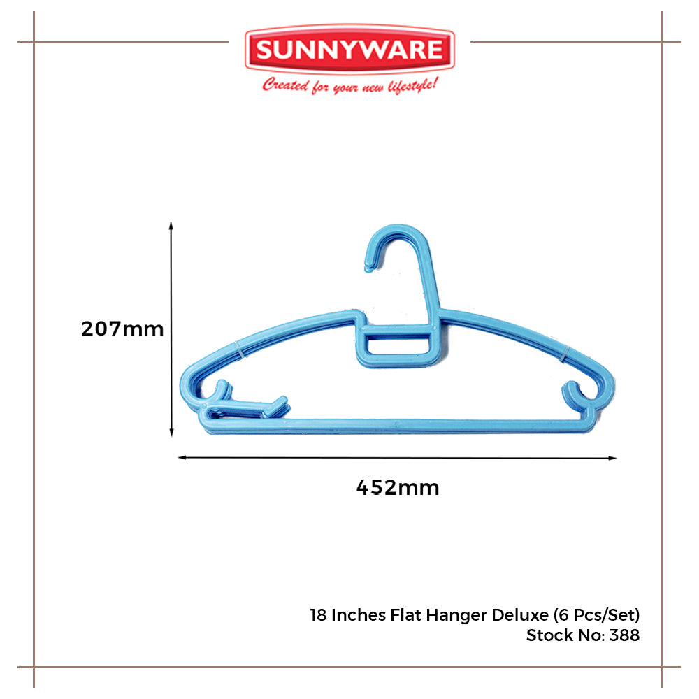 Sunnyware 388 (6 pcs) 18 Inches Flat Hanger Deluxe