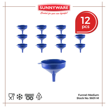 12pcs Funnel Medium [Sunnyware 9601-M] | Plasticware | Kitchenware | Kitchen Utensil | Embudo