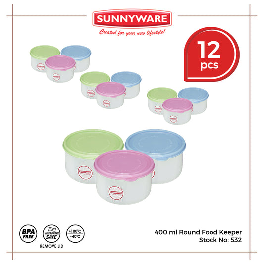 12pcs 400 ml Round Food Keeper [Sunnyware 531] | Plasticware | Kitchenware | Food Storage and Keeper