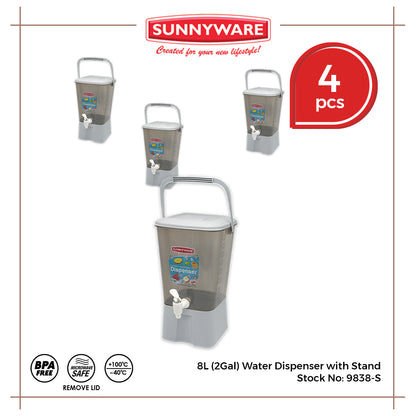 4pcs 8L (2Gal) Water Dispenser with Stand [Sunnyware 9838-S] | Plasticware | Drinkware | Water Jug