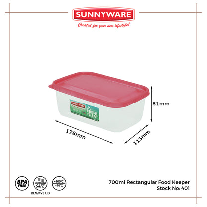 3pcs 700ml Rectangular Food Keeper [Sunnyware 401] |Plasticware | Food Storage and Keeper | BPA Free