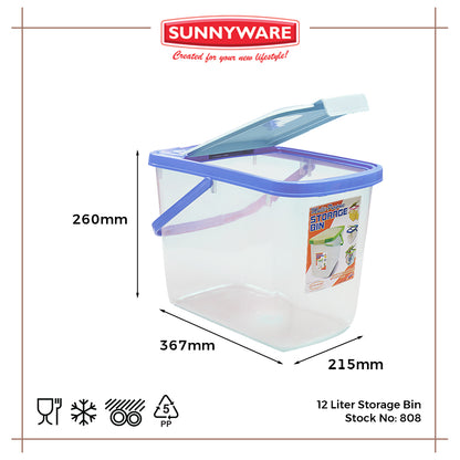 12pcs 12 Liter Storage Bin [Sunnyware 808] | Plasticware | Food Storage | Bin or Box | with Lid