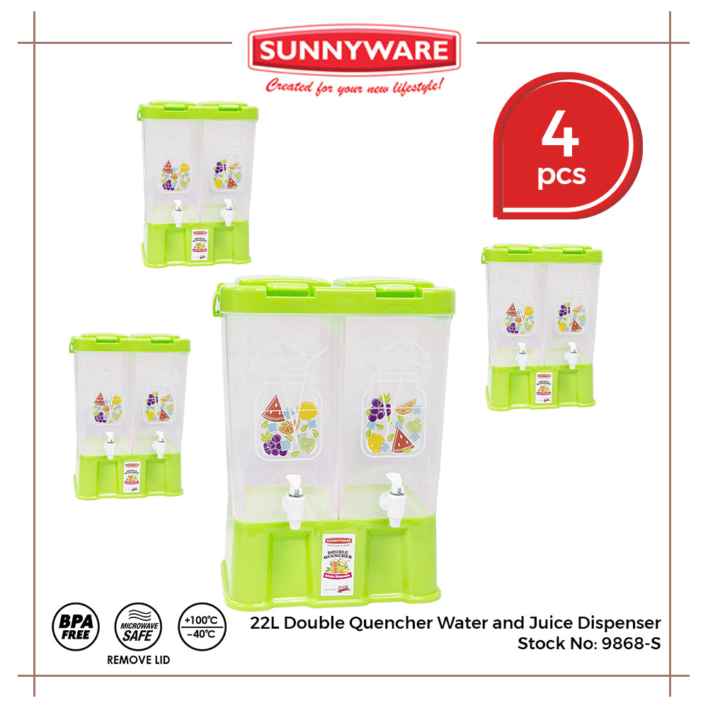 4pcs 22L Double Quencher Water and Juice Dispenser [Sunnyware 9868-S] | Plasticware | Water Storage