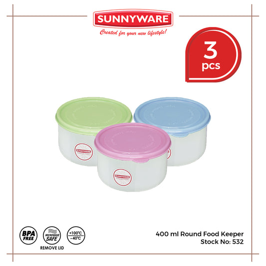 3pcs 400 ml Round Food Keeper [Sunnyware 531] | Plasticware | Kitchenware | Food Storage and Keeper