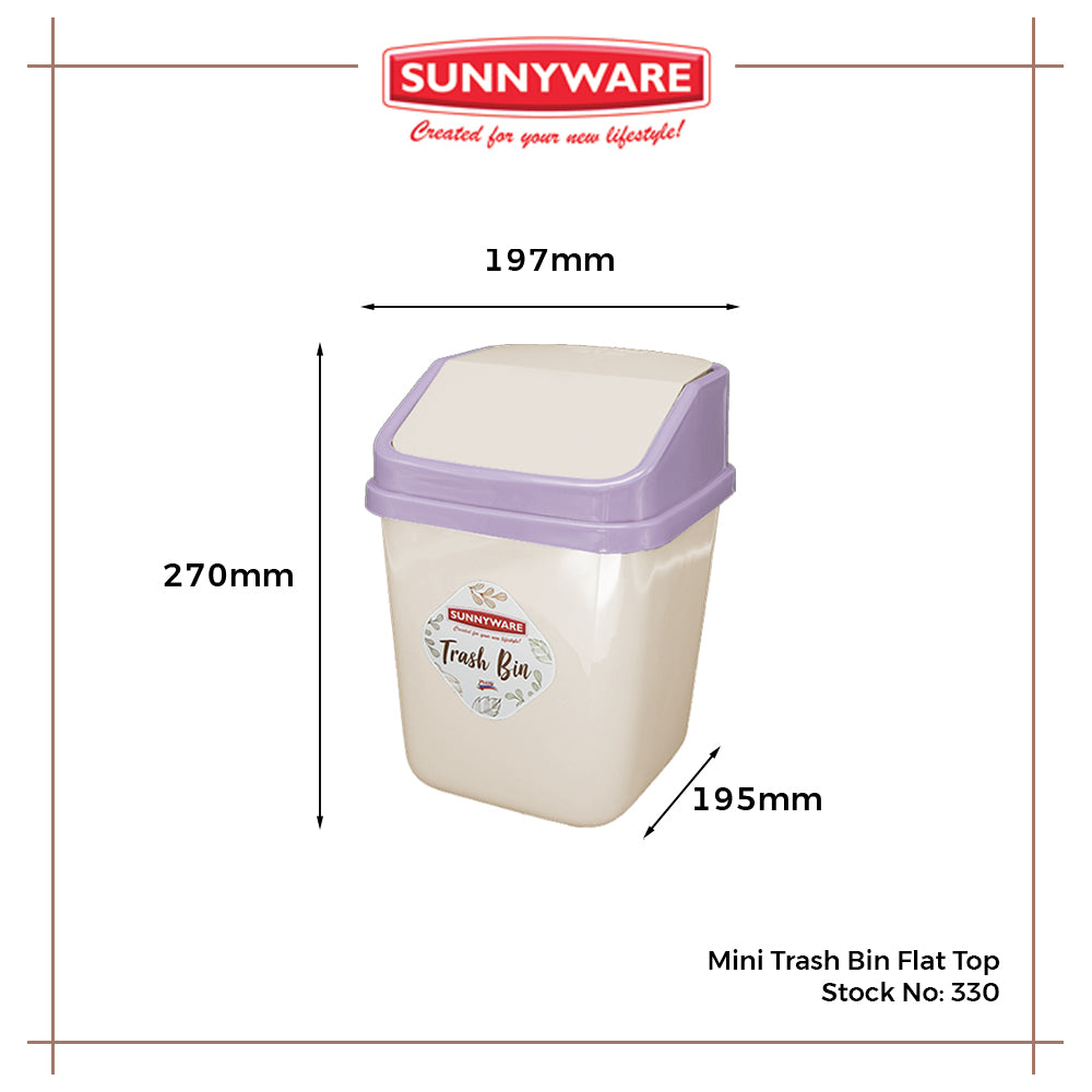 12pcs Mini Trash Bin Flat Top [Sunnyware 330] | Plasticware | Household | Garbage Bin | Small Bin