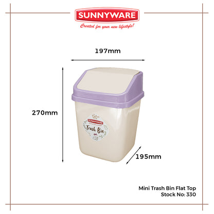 12pcs Mini Trash Bin Flat Top [Sunnyware 330] | Plasticware | Household | Garbage Bin | Small Bin