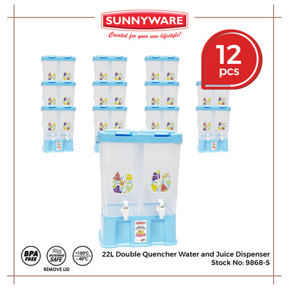 12pcs 22L Double Quencher Water and Juice Dispenser [Sunnyware 9868-S] | Plasticware | Water Storage