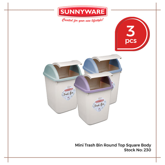 3pcs 4.8L Mini Trash Bin [Sunnyware 230] | Plasticware | Householdware | Waste Bin | Garbage Bin