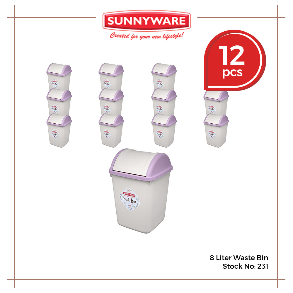 12pcs 8L Waste/Trash Bin [Sunnyware 231] | Plasticware | Householdware | Waste Bin | Garbage Bin