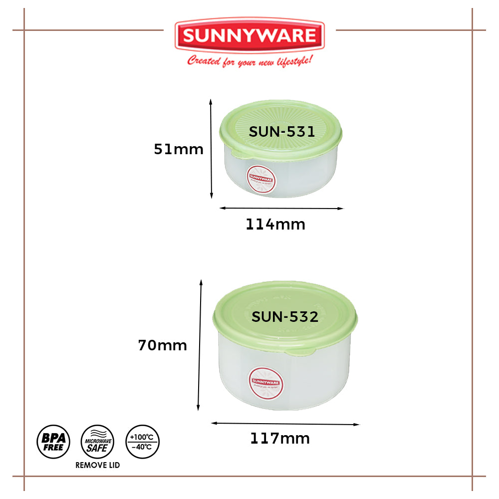 12pcs 300 ml Round Food Keeper - Small [Sunnyware 531] | Plasticware | Kitchenware | Food Storage