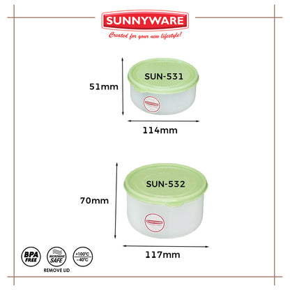 12pcs 300 ml Round Food Keeper - Small [Sunnyware 531] | Plasticware | Kitchenware | Food Storage